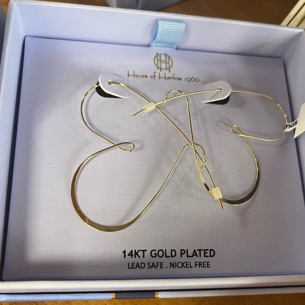 NWT ⚜️💛⚜️ House of Harlow 1960 gold tone large heart hoop dangle earrings - Picture 6 of 6